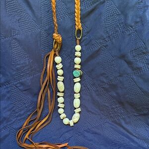 Braided Leather and Stone Necklace